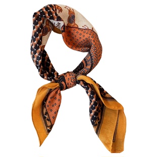 小马图腾~美拉德咖色四格丝巾女2026新款高级感方巾系脖围巾配饰