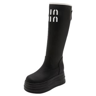 厚底红色不过膝长靴女2025秋冬新款时尚内增高10CM加绒保暖高筒靴