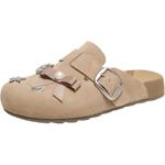 百思图2026春新款真皮勃肯鞋外穿休闲女一脚蹬包头半拖鞋T8901BH6