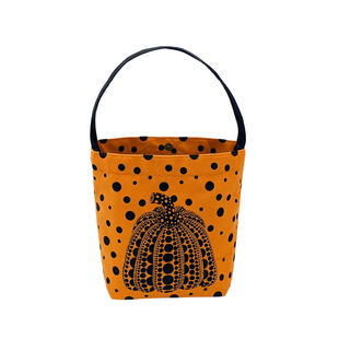 日系波点南瓜横向手提水桶包小众可爱便携手拎帆布袋迷你收纳包包