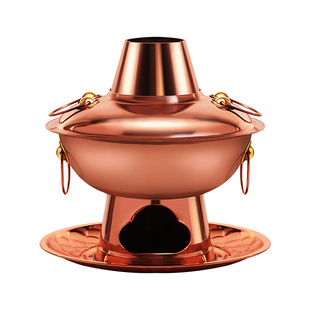 铜火锅家用烧木炭鸳鸯锅手工老式北京纯紫铜锅火锅锅专商用涮羊肉
