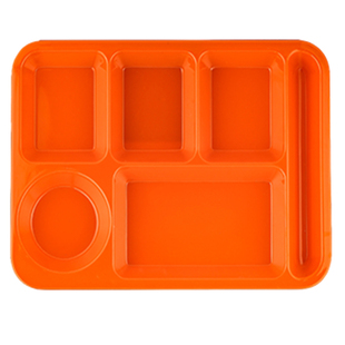 食堂带盖快餐盘密胺塑料四格六格分餐盘家用减脂学生儿童分格餐盘