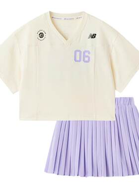 New Balance nb童装女童夏季运动短袖T恤百褶短裙套装ND2SE23042