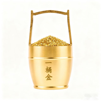 财神一桶金摆件黄铜聚宝盆