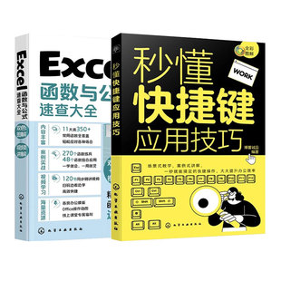 2册 秒懂快捷键应用技巧 Excel函数与公式速查大全 表格制作数据处理excel应用大全从入门到精通 office电脑办公软件零基础入门