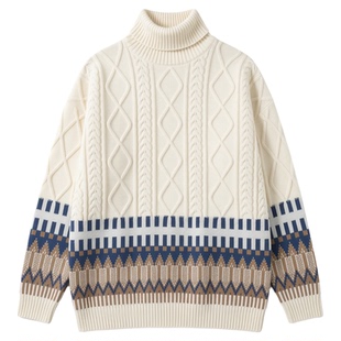 高领毛衣男士秋冬季新款加绒大童加厚保暖青少年针织打底衫男装潮