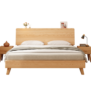 实木床全实木双人床1米8主卧家用原木风1米5的单人纯实木橡木床架