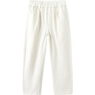 巴拉巴拉女童牛仔裤儿童裤子春秋款童装中大童宝宝宽松白色长裤潮