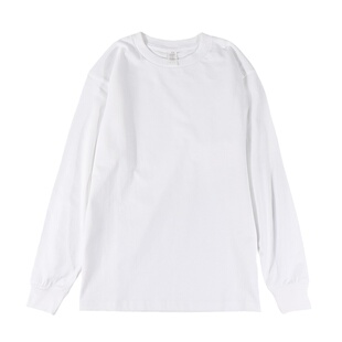 250g重磅纯棉纯色长袖T恤卡其奶茶色男女款简约正肩休闲情侣装潮