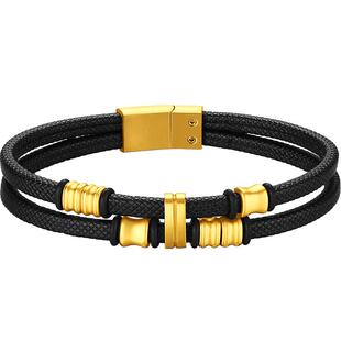 【节日礼物】周大福潮酷个性百纹环纹足金黄金手链手绳多款送男友