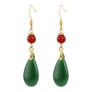 卡洛美赤珠翠影耳环女复古水滴耳钩新中式小众文艺旗袍马面裙耳饰