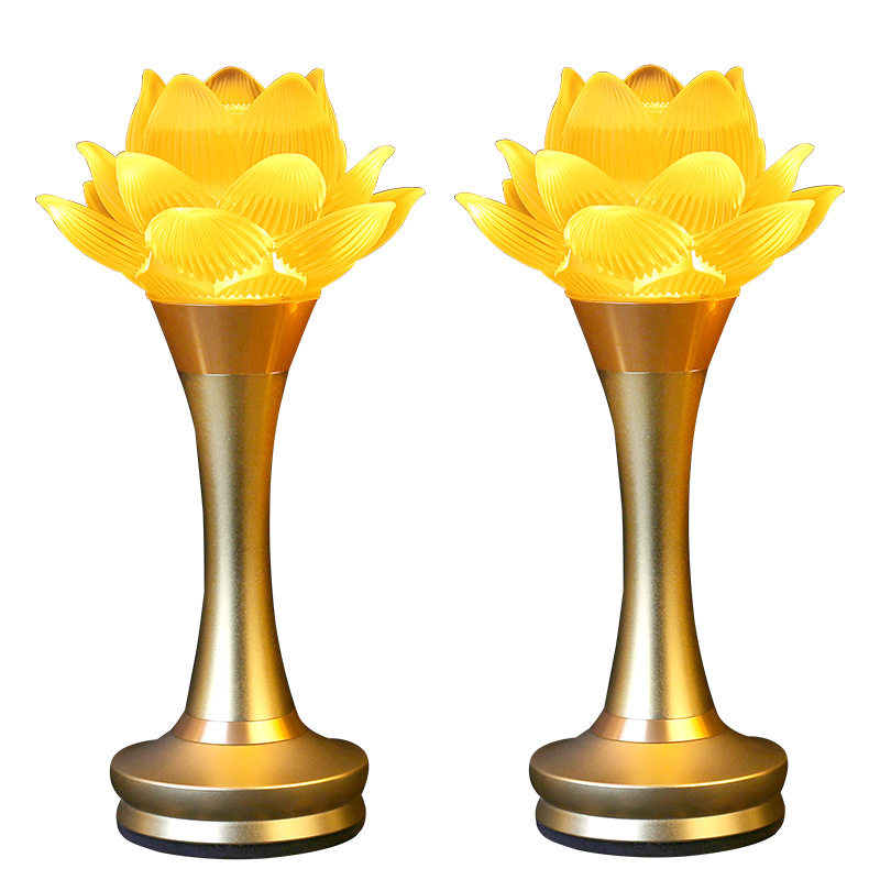 琉璃莲花灯充电长明灯佛灯一对