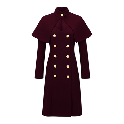 LaborofLove贵气酒红金扣大衣
