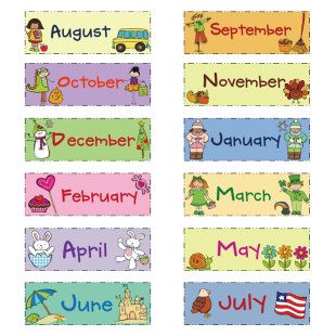 英文学校 月份星期中英文墙贴教室装饰幼儿单词贴纸 英语教师教具