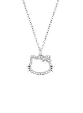 中国黄金纯银星愿猫项链锁骨链