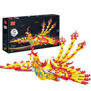 邦宝电动凤凰拼装积木成人大人玩具办公室桌面大摆件新年生日礼物