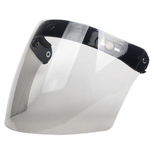 台湾制造日本直面镜片18.5CM三按钮扣头盔无帽檐可掀UV防晒紫外线