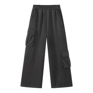 笛莎官旗青少年女孩2025秋冬新款加绒宽松潮酷工装裤宽松休闲裤子