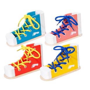 幼儿园中大班操作区域材料益智玩教具学系鞋带穿线训练蒙氏生活区