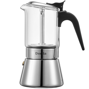 德国Derlla摩卡壶双阀煮咖啡壶手冲家用小型不锈钢意式萃取壶器具