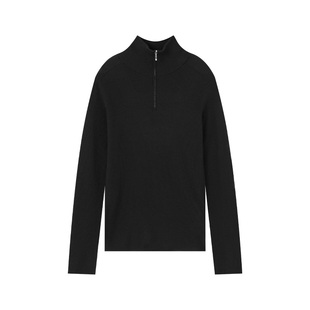 GOLDEN BARRY26早春经典高级感半开拉链立领100山羊绒毛衣243129