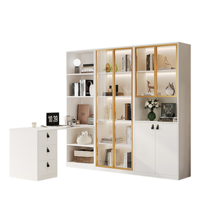 ENF级欧松板书桌书架一体家用电脑桌书柜组合学习桌写字台办公桌