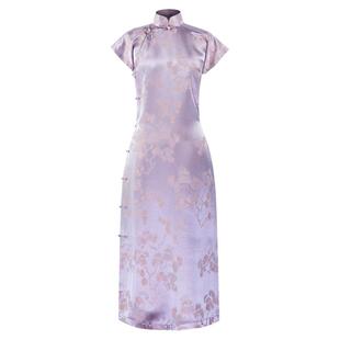 晴烟紫雾丨一城风絮丨夏款短袖复古提花民国风古法旗袍日常可穿女