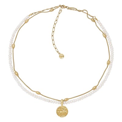 罗马金币叠戴珍珠项链