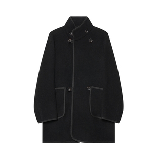 JDV男装立领宽领毛呢大衣秋冬新款纯羊毛复古毛呢大衣男款WCO5306