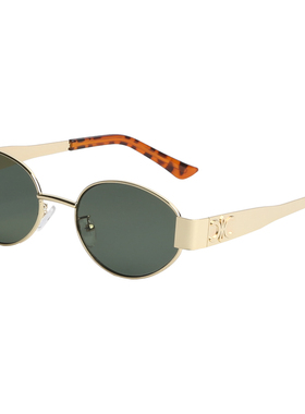 VNTG墨镜老钱风椭圆形lisa同款凯旋门金属框宽边uv400太阳眼镜