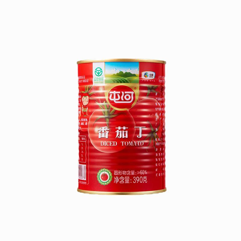中粮屯河新疆内蒙番茄丁390克新鲜番茄丁高纤维蔬菜特色罐装家用