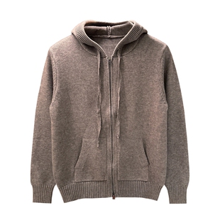 美式复古男装休闲拉链开衫针织衫男保暖上衣连帽外套毛衣男款冬季