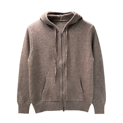 开衫针织衫连帽拉链毛衣外套复古
