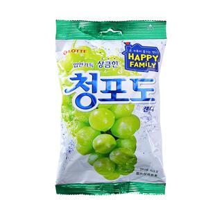 韩国进口乐天LOTTE青葡萄水蜜桃味糖果大颗圆润青提糖硬糖果零食