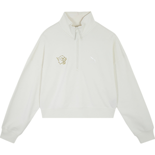 Puma/彪马正品春季新款女士简约舒适半拉链宽松卫衣625533-65