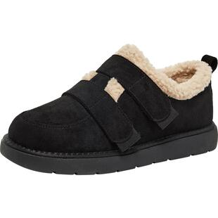 大东毛毛鞋女鞋冬季日系低跟平底魔术贴圆头绒面鞋0722