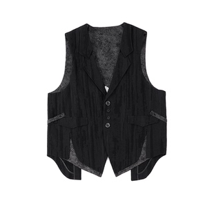 无感官&浮游野人「反转」复古原创双面穿马甲肌理老钱风解构马夹