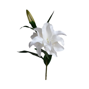 白色手感保湿法式重瓣百合仿真花轻奢高档花艺花束客厅装饰摆件