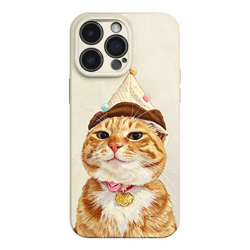 甜筒猫咪 油画风萌宠可爱适用iphone17苹果16promax手机壳华为mate80小米17promax全包oppofindx8荣耀500新款