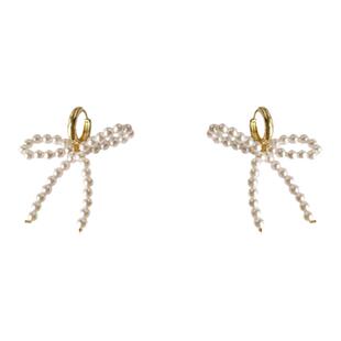 「小恋曲」少女感蝴蝶结施家珍珠耳环耳坠ins百搭气质显白耳钉女