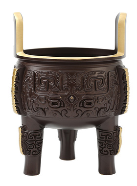 黄铜三足鼎摆件线香炉家用室内