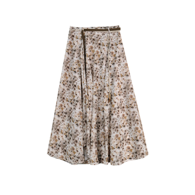 Veega Chic 腰部撞材质吊珠游牧风腰绳豹纹长款不规则裙摆半身裙