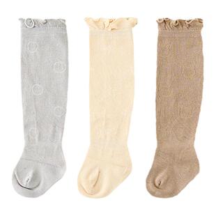童泰婴儿袜子四季宝宝长筒袜初生无骨宽口袜隔凉过膝加长袜筒3双