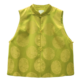 胖mn马年新中式团凤纹马甲木子理想大码女装提花盘扣立领新年马夹