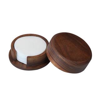 意式咖啡萃取过滤纸收纳盒胡桃木实木防尘收纳底座58/53/51mm通用