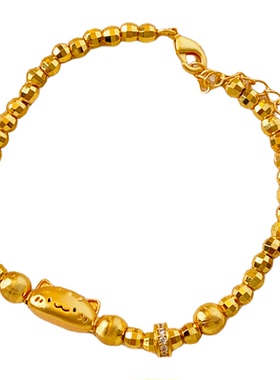 古法沙金法棍猫咪串珠手链手饰品