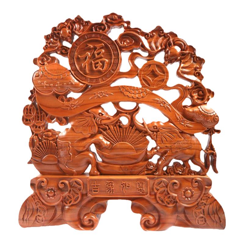 肥城中式木雕桃木多款摆件工艺品