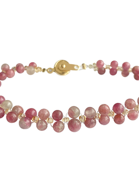 天然落梅红碧玺手链粉色水晶