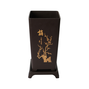 植卉居新中式复古直筒花盆加厚树脂墨兰君子兰高档耐用透气兰花盆