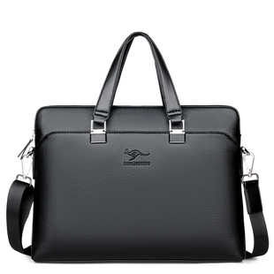 男士手提包牛皮手拿横款男包包商务出差休闲公文包单肩斜挎包潮牌
